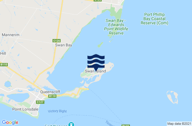 Mappa delle maree di Swan Island, Australia