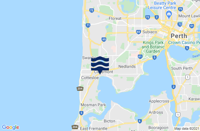 Mappa delle maree di Swanbourne, Australia