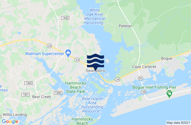Mappa delle maree di Swansboro, United States