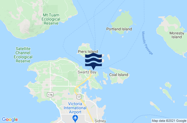 Mappa delle maree di Swartz Bay, Canada