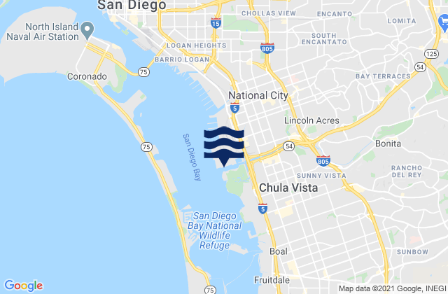 Mappa delle maree di Sweetwater Channel San Diego Bay, United States