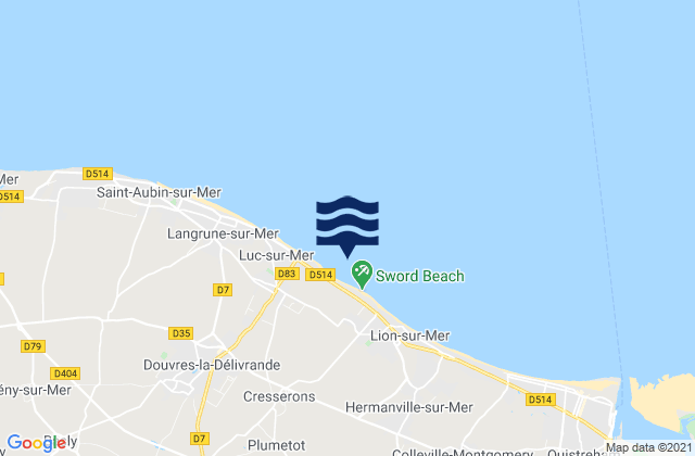 Mappa delle maree di Sword Beach, France