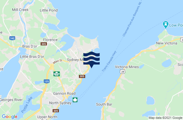Mappa delle maree di Sydney Mines, Canada