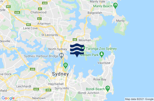 Mappa delle maree di Sydney, Australia