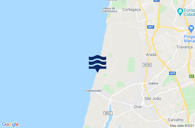 Mappa delle maree di São João, Portugal
