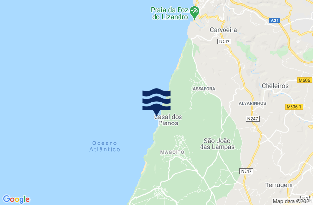 Mappa delle maree di São João das Lampas, Portugal