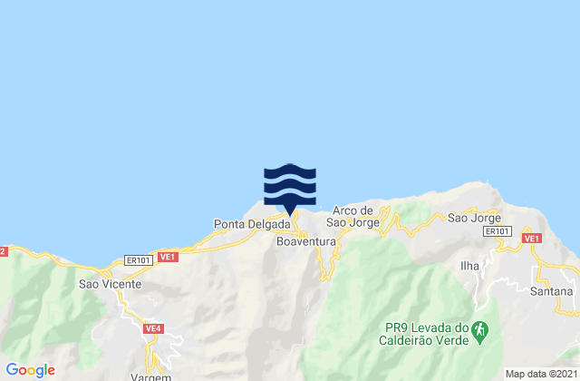 Mappa delle maree di São Vicente, Portugal