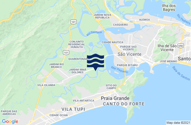 Mappa delle maree di São Vicente, Brazil