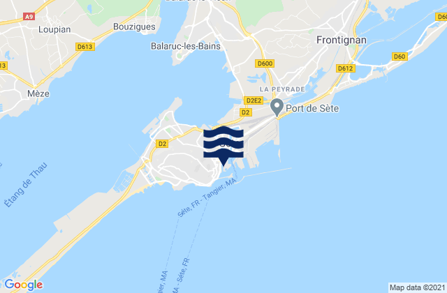 Mappa delle maree di Sète, France