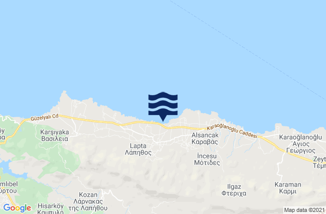 Mappa delle maree di Sýsklipos, Cyprus