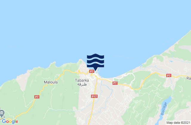 Mappa delle maree di Tabarka, Tunisia