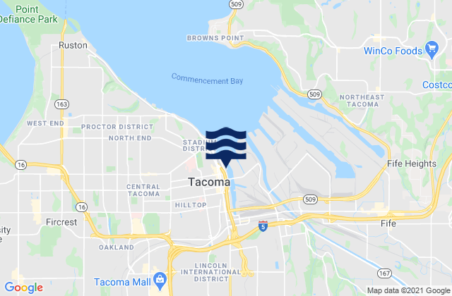 Mappa delle maree di Tacoma, United States