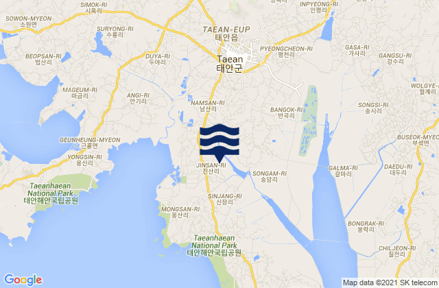 Mappa delle maree di Taean-gun, South Korea