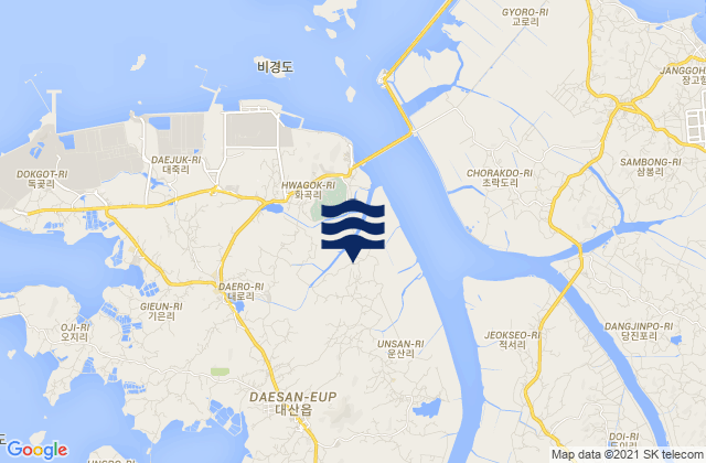 Mappa delle maree di Taesal-li, South Korea