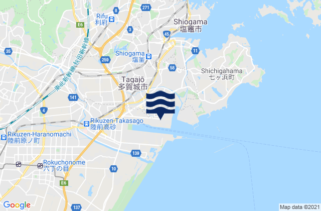 Mappa delle maree di Tagajō Shi, Japan