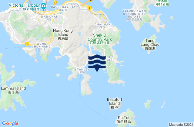 Mappa delle maree di Tai Tam Bay, Hong Kong