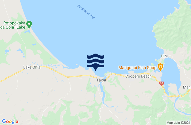 Mappa delle maree di Taipa Beach, New Zealand
