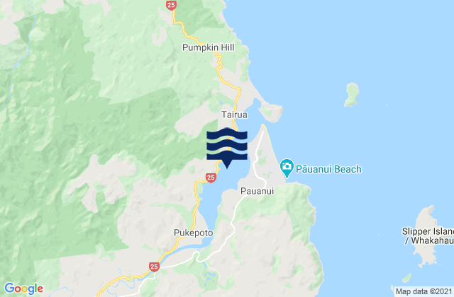 Mappa delle maree di Tairua Harbour, New Zealand