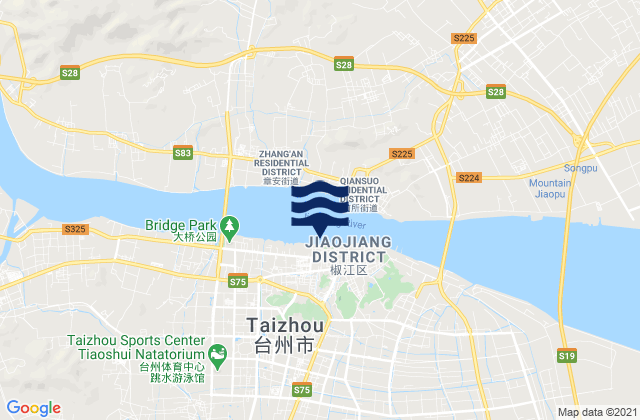 Mappa delle maree di Taizhou, China