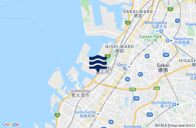 Mappa delle maree di Takaishi, Japan