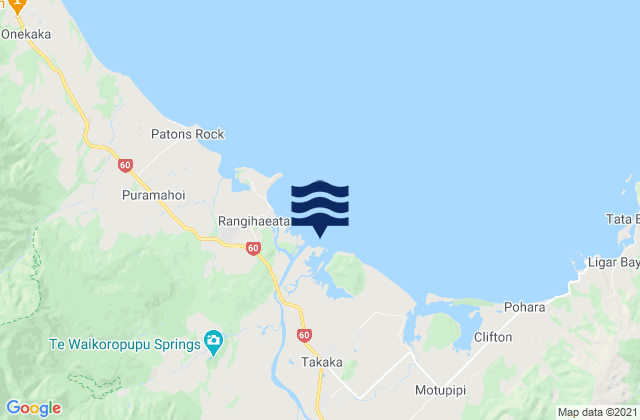 Mappa delle maree di Takaka Golden Bay, New Zealand