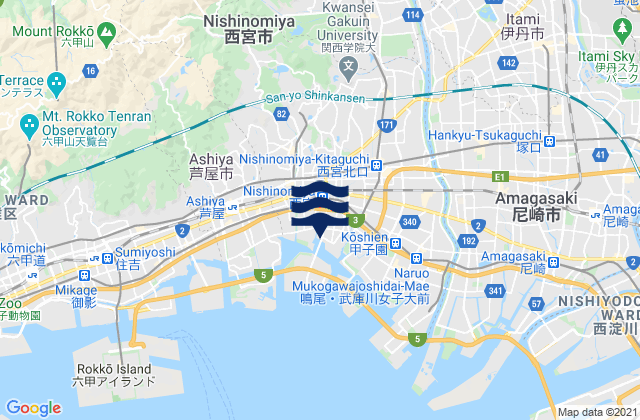 Mappa delle maree di Takarazuka Shi, Japan