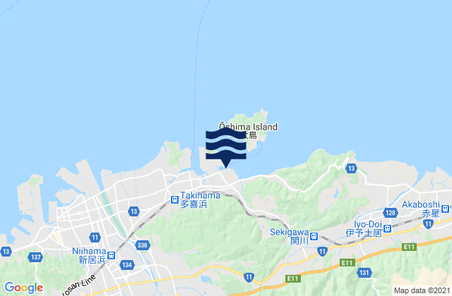 Mappa delle maree di Takihama Hiuchi Nada, Japan