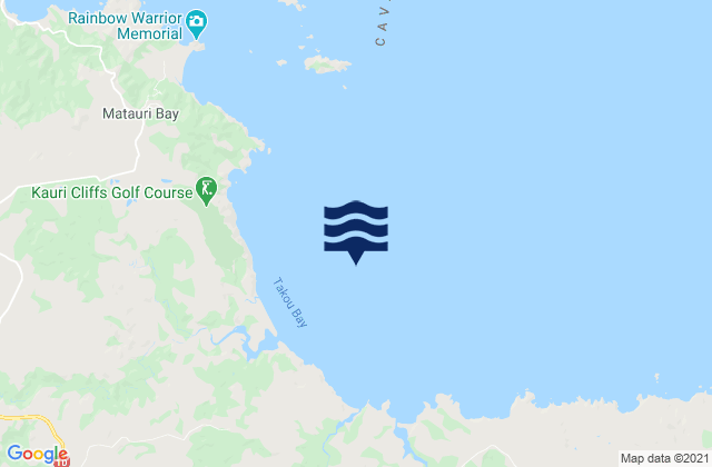 Mappa delle maree di Takou Bay, New Zealand