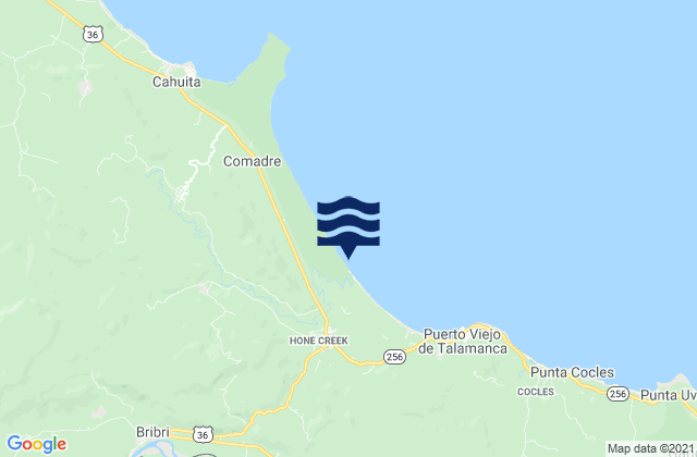 Mappa delle maree di Talamanca, Costa Rica