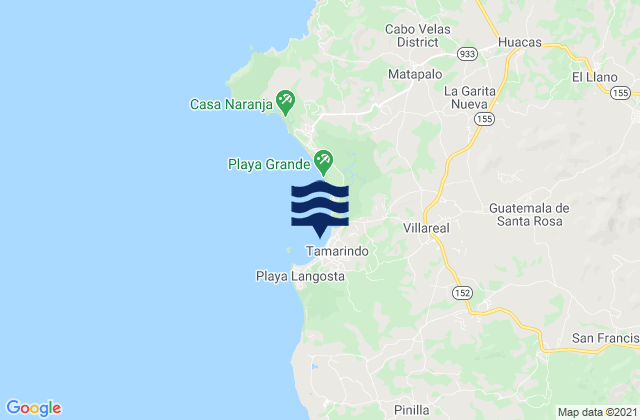 Mappa delle maree di Tamarindo, Costa Rica
