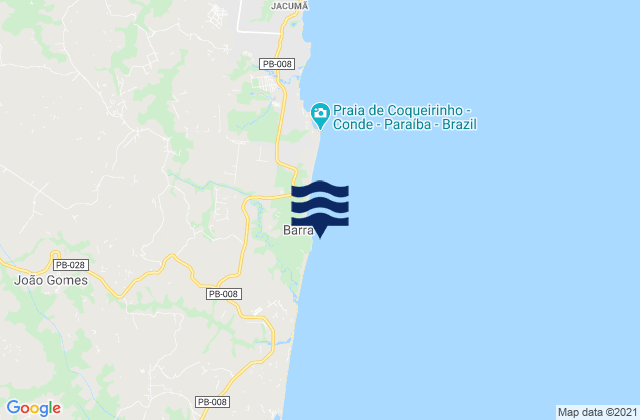Mappa delle maree di Tambaba, Brazil