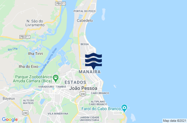 Mappa delle maree di Tambau, Brazil