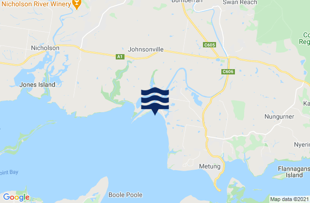 Mappa delle maree di Tambo Bay, Australia