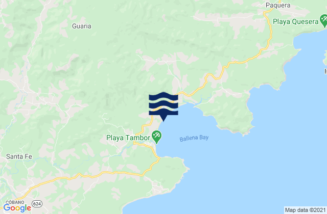 Mappa delle maree di Tambor Beach, Costa Rica