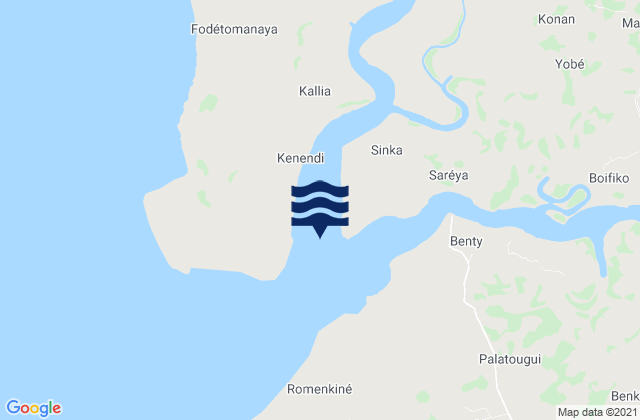 Mappa delle maree di Tana Island Melikhoure River, Guinea