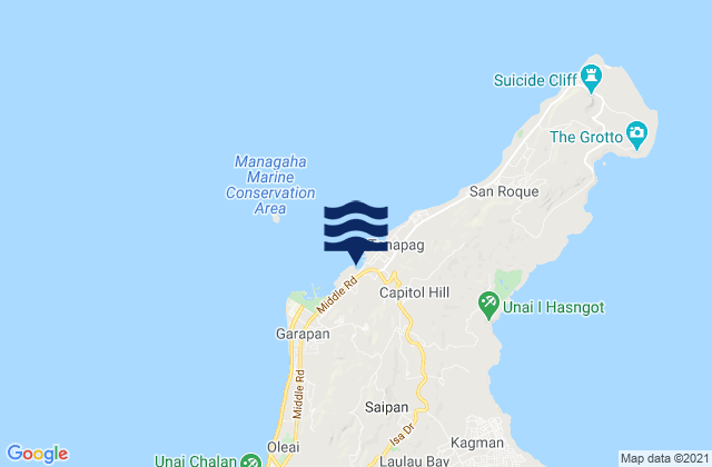 Mappa delle maree di Tanapag Harbor Saipan Island, Northern Mariana Islands