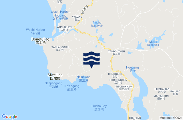 Mappa delle maree di Tandou, China