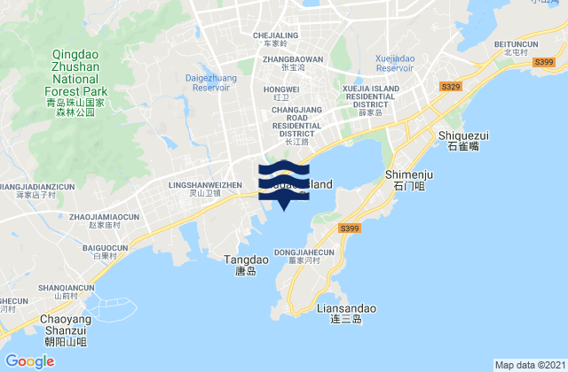Mappa delle maree di Tangdao Wan, China