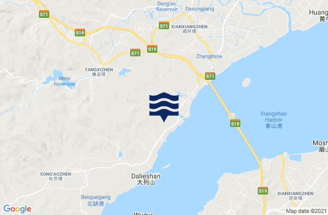 Mappa delle maree di Tangtou, China