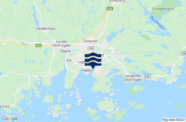 Mappa delle maree di Tangvall, Norway