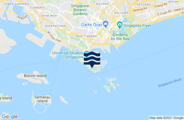 Mappa delle maree di Tanjong Beach, Singapore