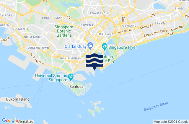 Mappa delle maree di Tanjong Pagar Terminal, Singapore