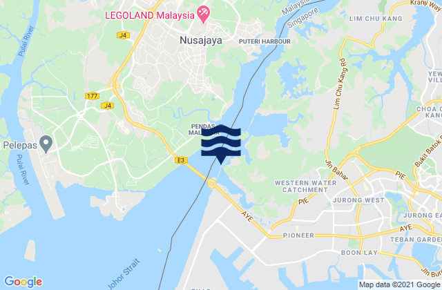 Mappa delle maree di Tanjong Pasir Laba, Singapore