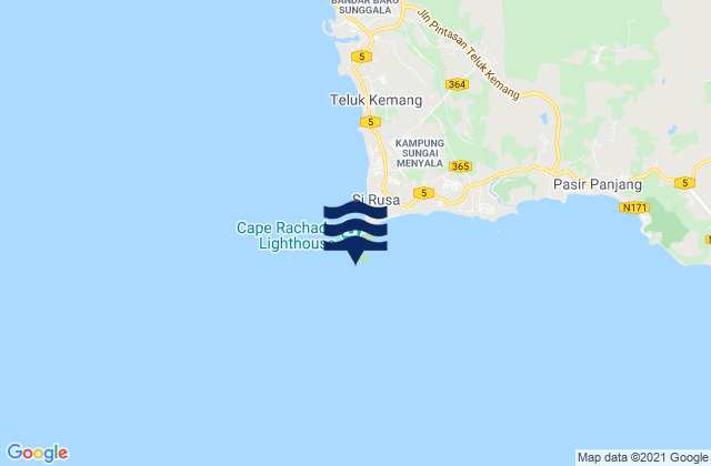 Mappa delle maree di Tanjung Tuan, Malaysia