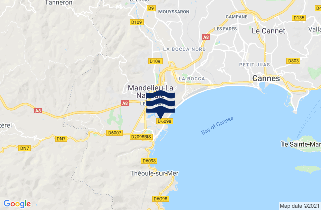 Mappa delle maree di Tanneron, France