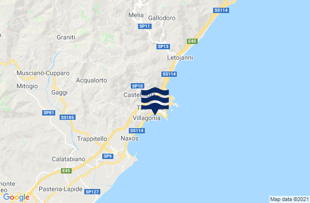 Mappa delle maree di Taormina, Italy