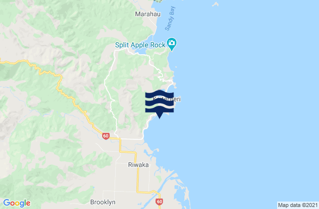 Mappa delle maree di Tapu Bay, New Zealand