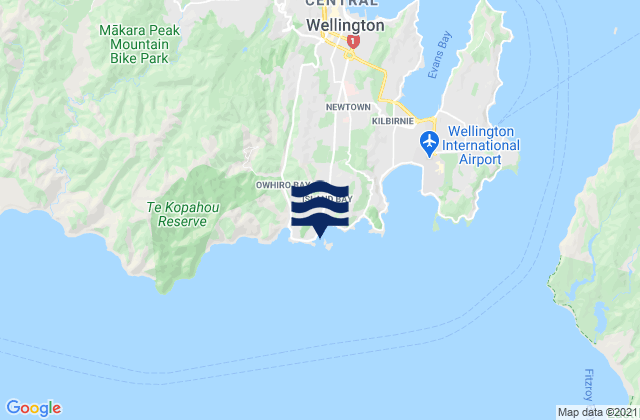 Mappa delle maree di Taputeranga Island, New Zealand
