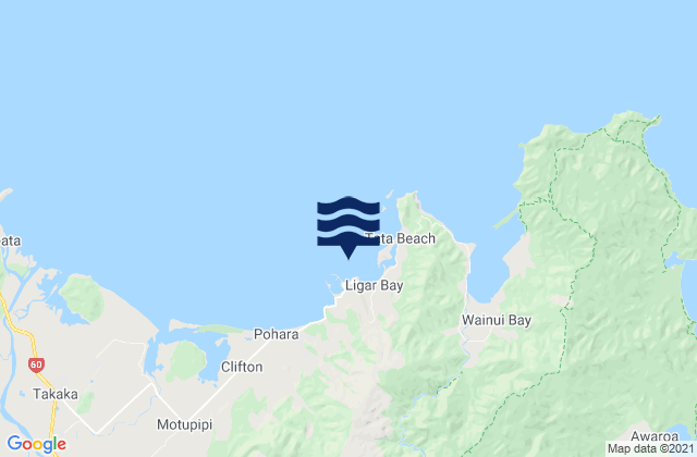 Mappa delle maree di Tarakohe, New Zealand