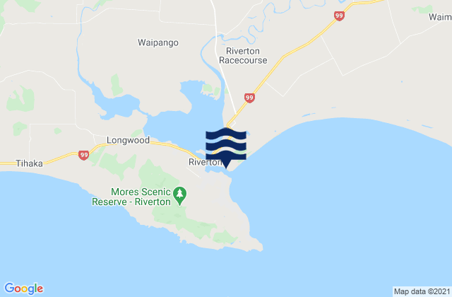 Mappa delle maree di Taramea Bay, New Zealand